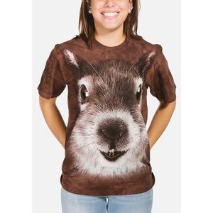 Brown Tie Dye Squirrel Animal Face XL T Shirt